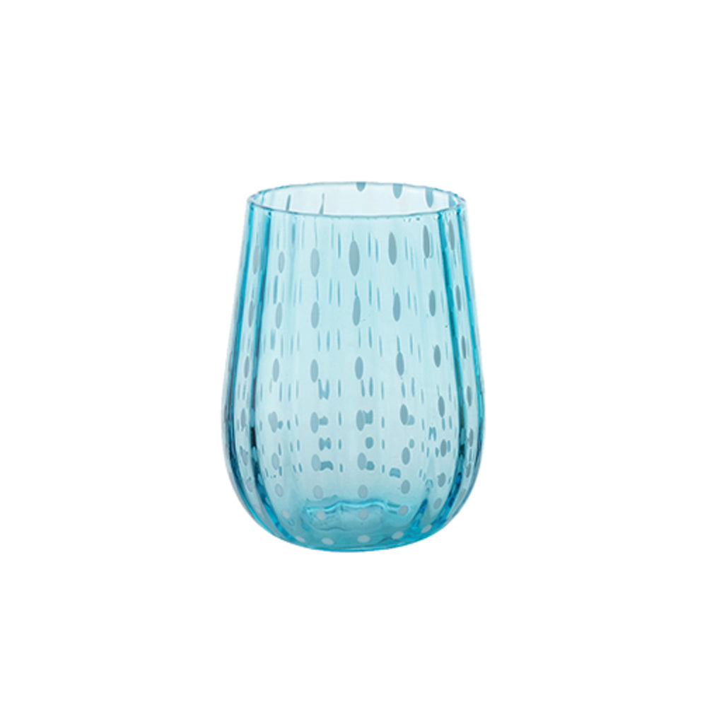 Bicchiere gocce cl.40 soffiata a bocca azzurro ***