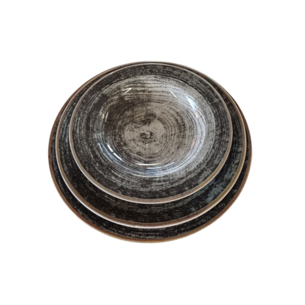 Piatto fondo black round ischia cm.23 saturnia
