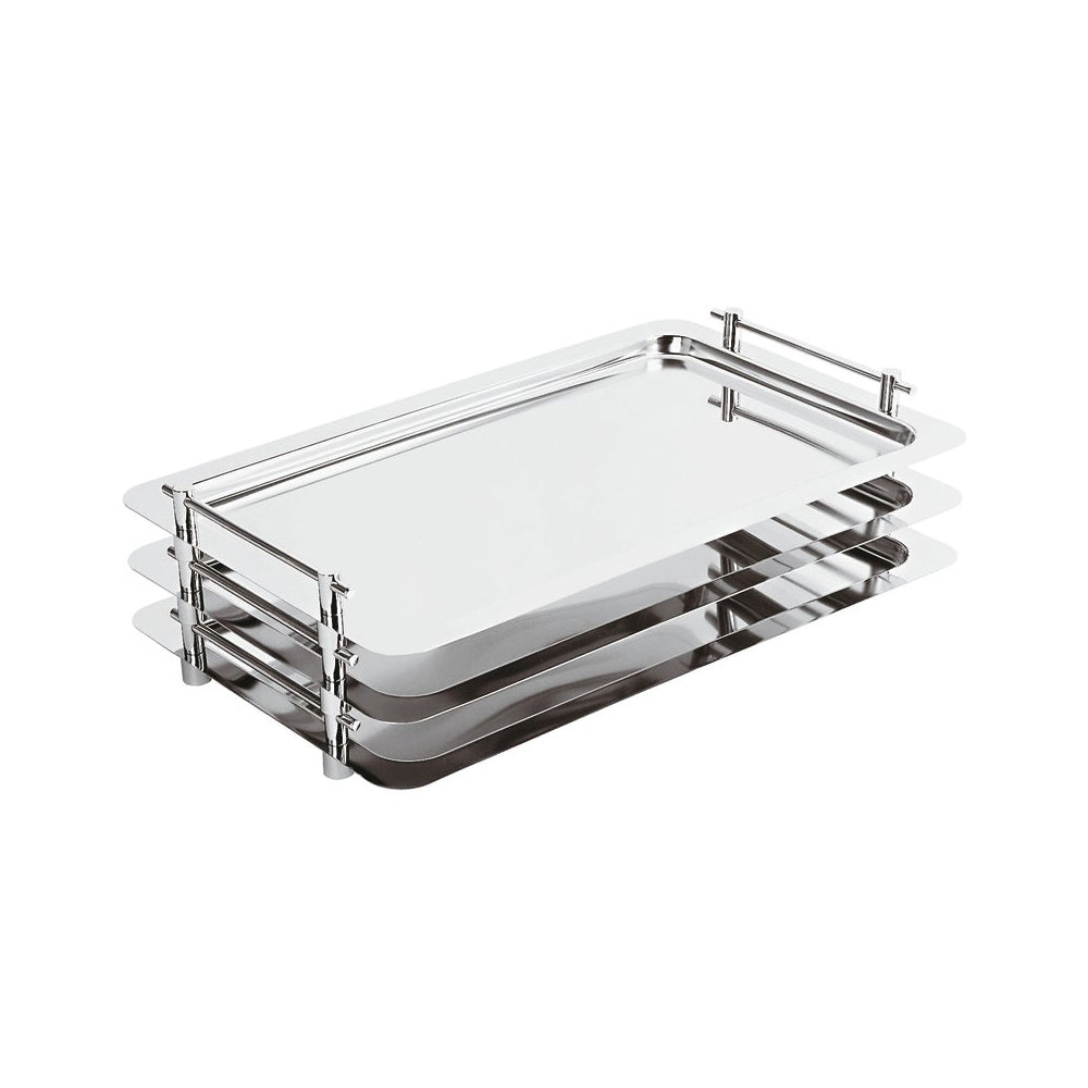 Vassoio buffet inox impilabile cm.53x32,5 h.5
