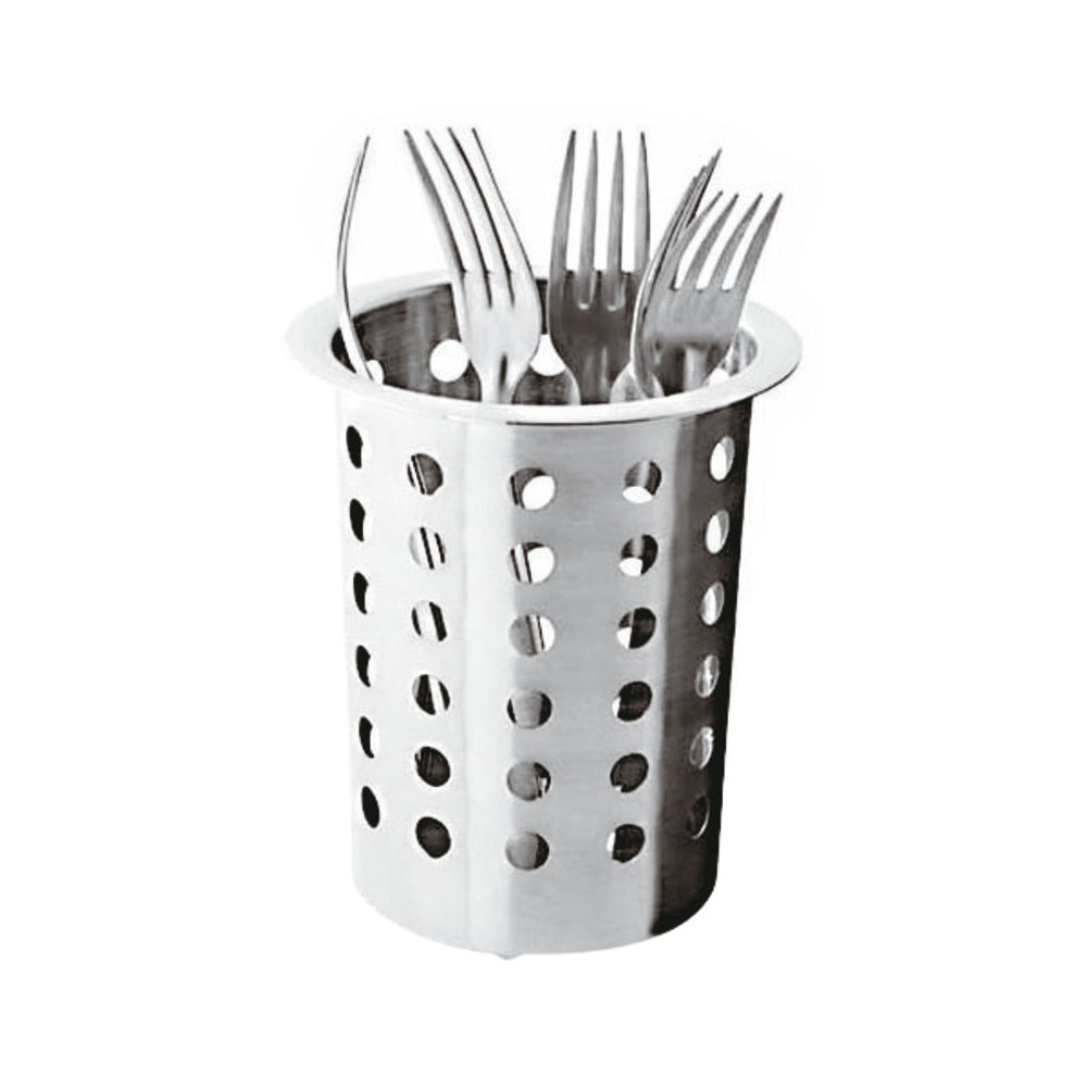 Cesto porta posate ø cm.10 h.14 inox forato