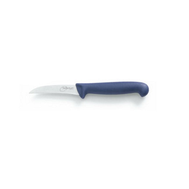 Coltello spelucchino tridentum cm.7 curvo per verdure manico giallo