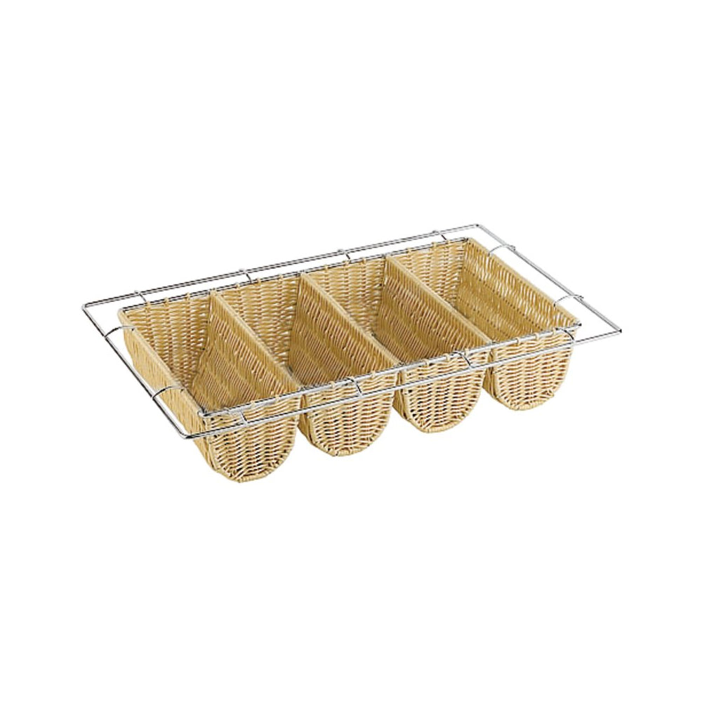 Cesto portaposate polyrattan e filo cromato gn.1/1