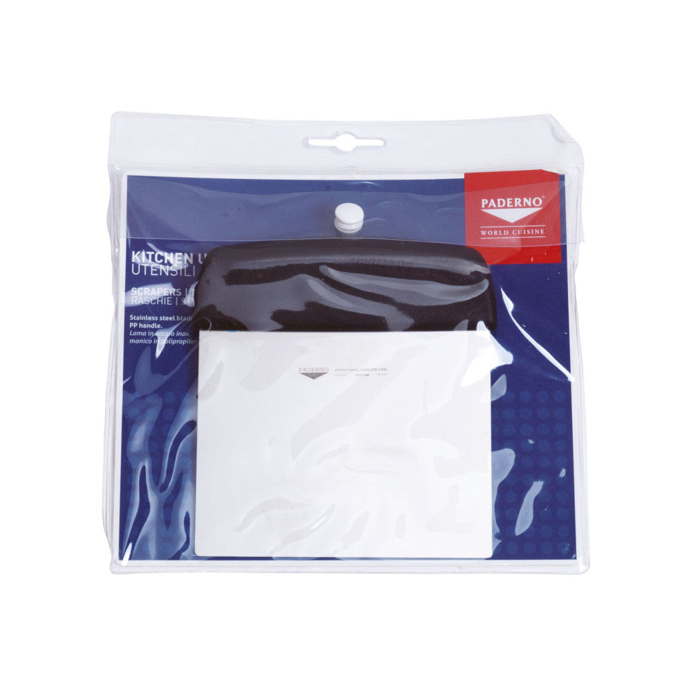 Raschietto inox cm.12x16 rettangolare manico nero