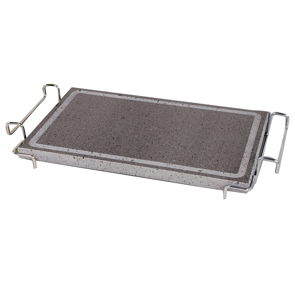 Pietra lavica convivio cm.21x29 rettangolare con stand inox fisso