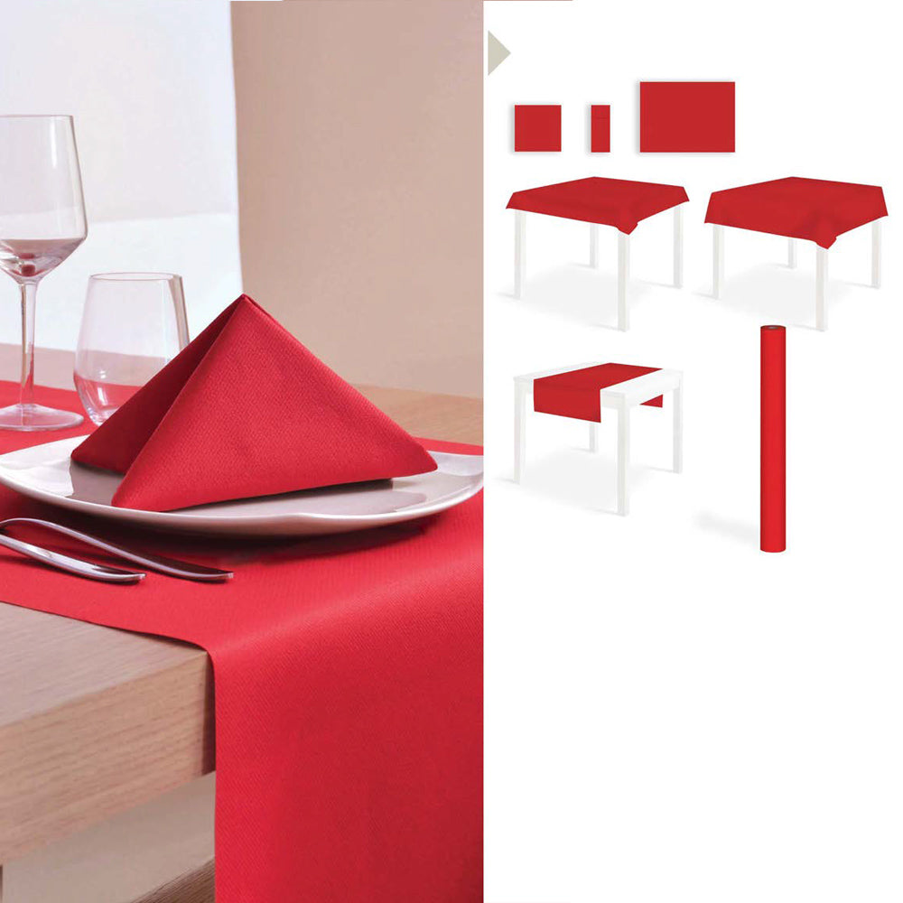 Tovaglia monouso plus carta secco cm.100x100 rosso pz.25