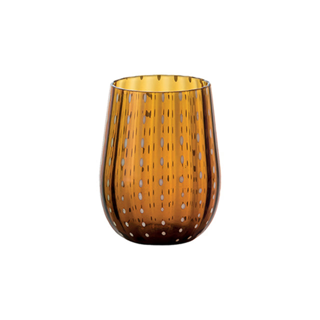 Bicchiere gocce cl.40 soffiata a bocca ambra