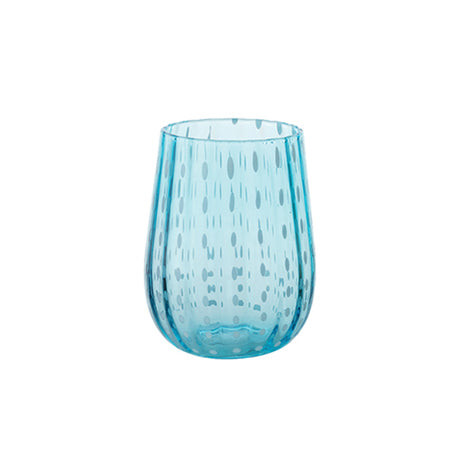 Bicchiere gocce cl.40 soffiata a bocca azzurro ***