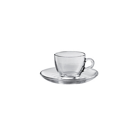 Tazza caffe' con piatto vetro basic cl.9 pasabahce