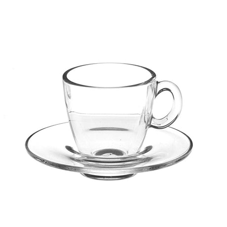Tazza caffe' con piatto vetro aqua cl.7,2 pasabahce