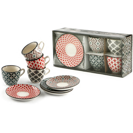 Tazza caffe' con piatto mosaik cl.9 confezione 4 tazze con 4 decori assortiti