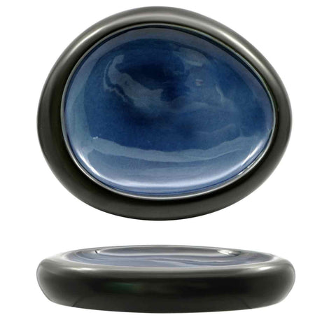Piatto ovale alto madeira cm.26x22 nero/blu fenixe