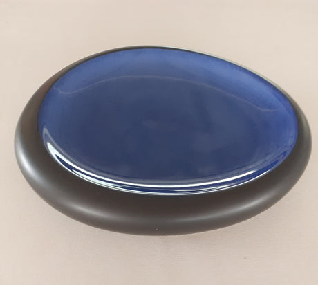 PIATTO OVALE ALTO MADEIRA CM.26X22 NERO/BLU FENIXE