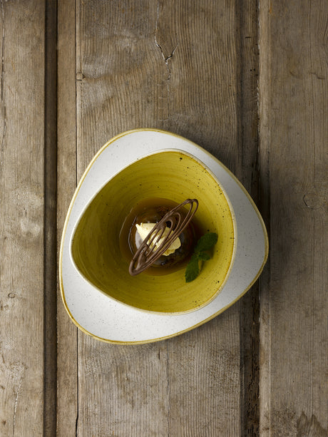 PIATTO TRIANGOLARE FONDO STONECAST CM.18.5 TRIANGLE COUP MUSTARD SEED