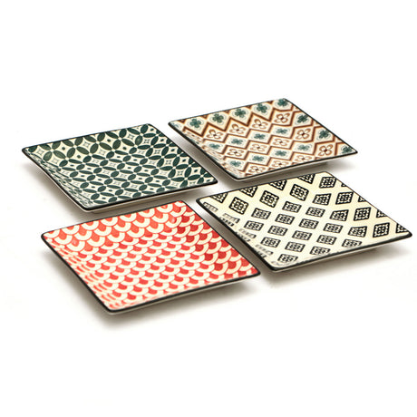 Piatto quadro mosaik cm.13,5x13,5 decori assortiti set 8 pezzi