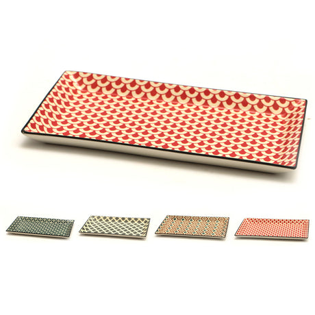 PIATTO RETTANGOLARE MOSAIK CM.28,5x16 4 DECORI ASSORTITI 8 PEZZI