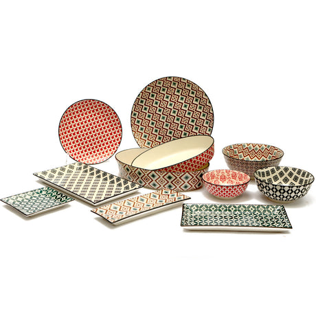 PIATTO RETTANGOLARE MOSAIK CM.28,5x16 4 DECORI ASSORTITI 8 PEZZI