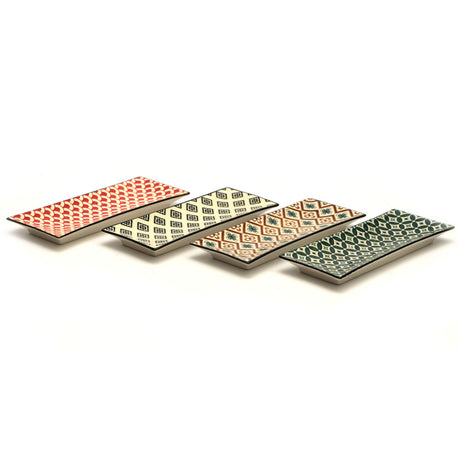 Piatto rettangolare mosaik cm.23,5x9 set 8 pezzi 4 decori assortiti