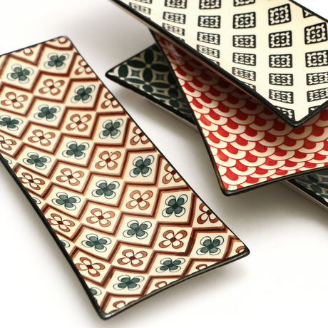 PIATTO RETTANGOLARE MOSAIK CM.23,5x9 SET 8 PEZZI 4 DECORI ASSORTITI