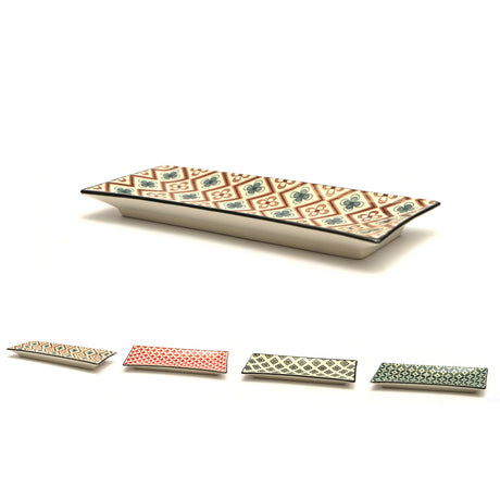PIATTO RETTANGOLARE MOSAIK CM.23,5x9 SET 8 PEZZI 4 DECORI ASSORTITI