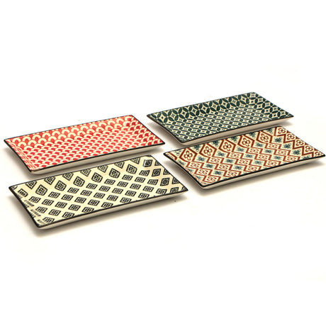 Piatto rettangolare mosaik cm.23,7x12 set 8 pezzi 4 decori assortiti