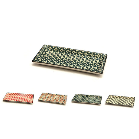 PIATTO RETTANGOLARE MOSAIK CM.23,7x12 SET 8 PEZZI 4 DECORI ASSORTITI