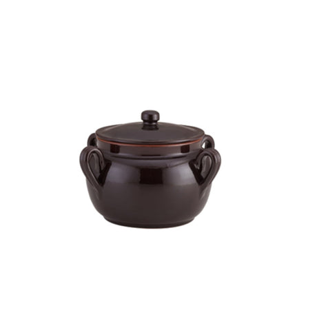 Fagioliera terracotta 4 manici con coperchio cm.25 lt.5,5