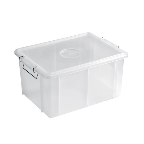 Contenitore plastica sovrapponibile box con coperchio cm.40x30 h.22 lt.20