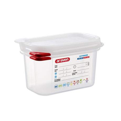 Contenitore polipropilene gn 1/9 h.10 con coperchio araven
