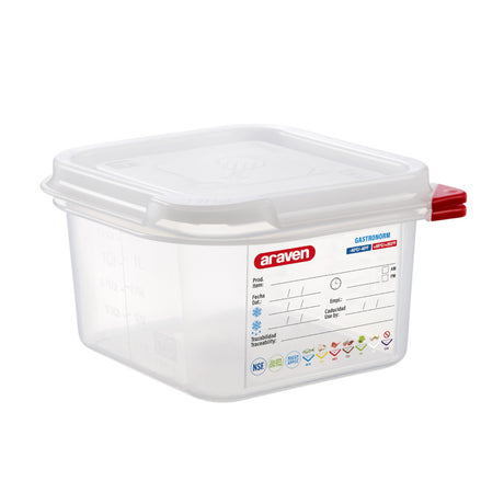 Contenitore polipropilene gn 1/6 h.10 con coperchio araven