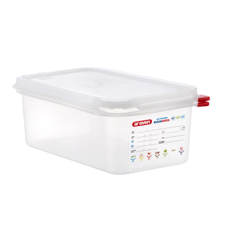Contenitore polipropilene gn 1/4 h.10 con coperchio araven