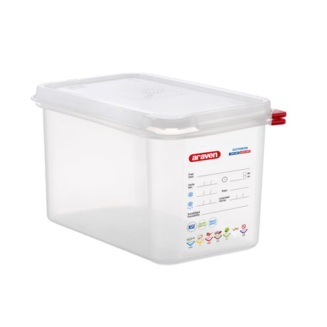 Contenitore polipropilene gn 1/4 h.15 con coperchio araven