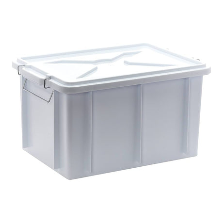 Contenitore plastica sovrapponibile box con coperchio cm.45x35 h.25 lt.30