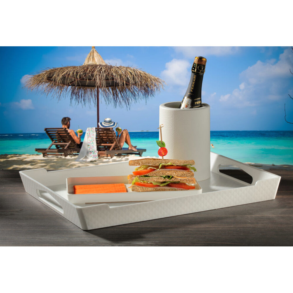 Vassoio plastica diamante capri cm.51x35 h.5 bianco