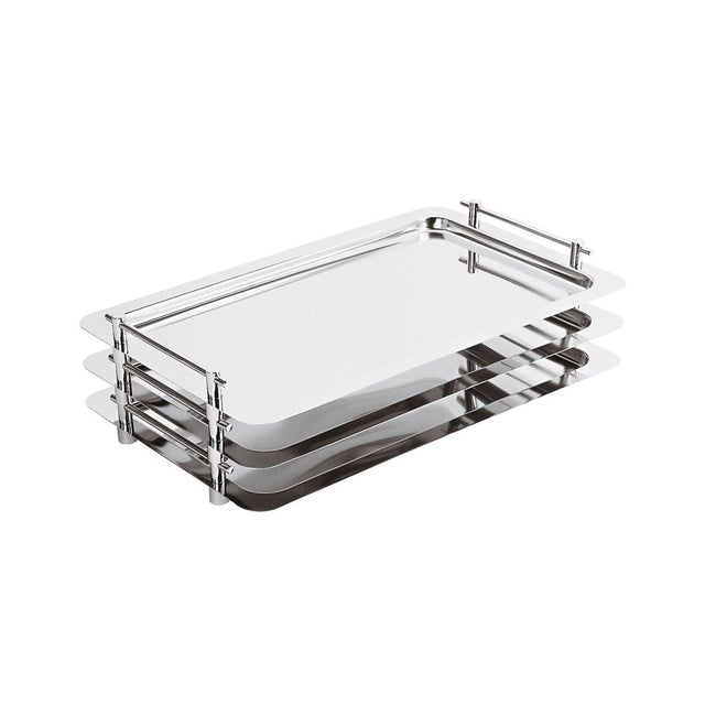 Vassoio buffet inox impilabile cm.53x32,5 h.5