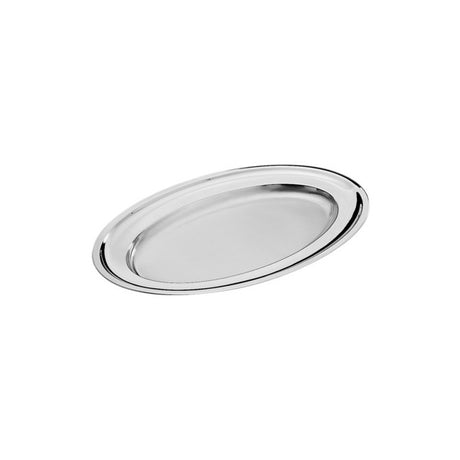 Vassoio inox ovale bordato pesante cm.53x35