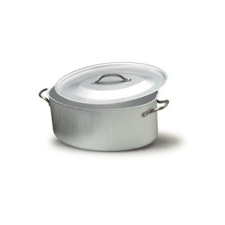 Casseruola alluminio ovale alta con coperchio cm.40x28 h.16