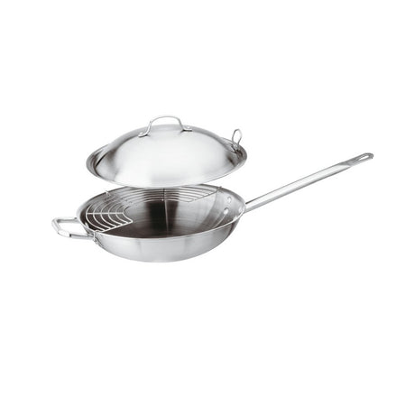 Wok inox ø cm.32 con griglia e coperchio