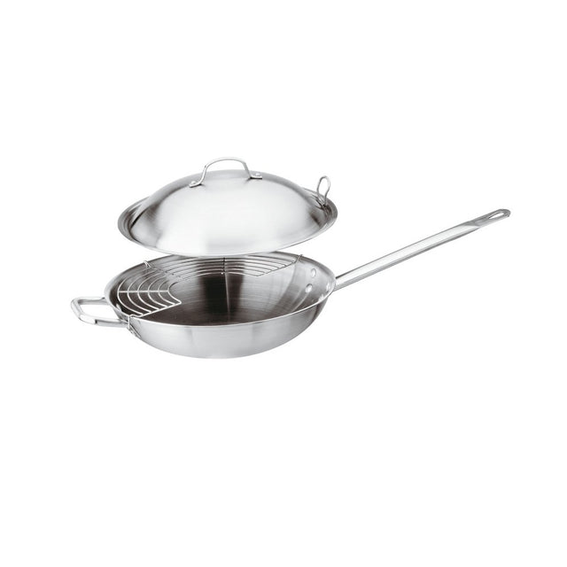 Wok inox ø cm.32 con griglia e coperchio