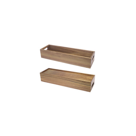 Cassetta/alzata legno di acacia gn 2/4 cm.53x16.2 h.10