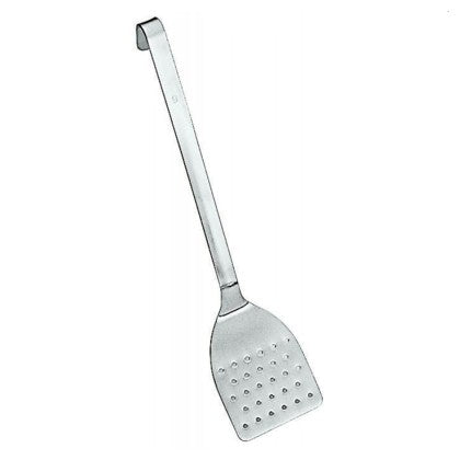 PALETTA INOX UNIPEZZO CM.10 FORATA CON MANICO CORTO CM.24 PADERNO