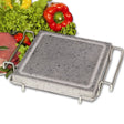 Pietra lavica convivio cm.21x21 quadrata con stand inox fisso