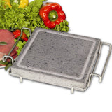Pietra lavica convivio cm.21x21 quadrata con stand inox fisso