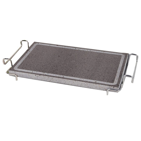 Pietra lavica convivio cm.21x29 rettangolare con stand inox fisso