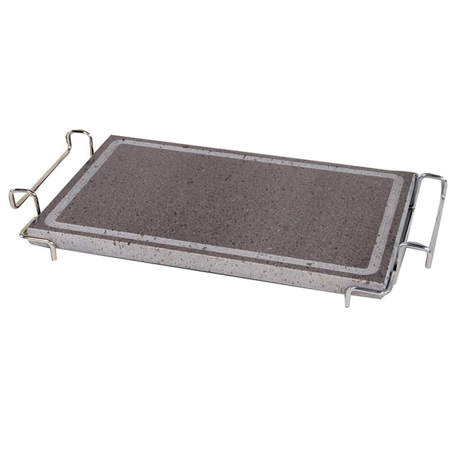Pietra lavica convivio cm.21x29 rettangolare con stand inox fisso