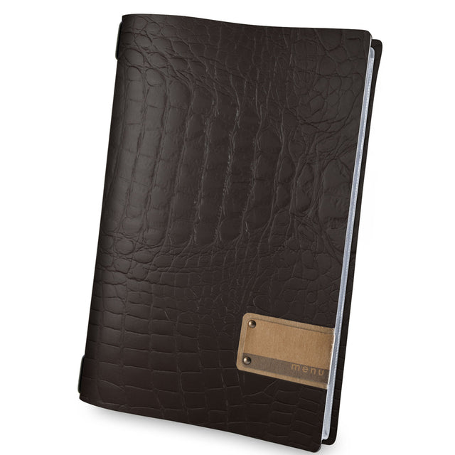 Portamenu' fashion cm.23,2x31,8 formato a4 marrone coccodrillo