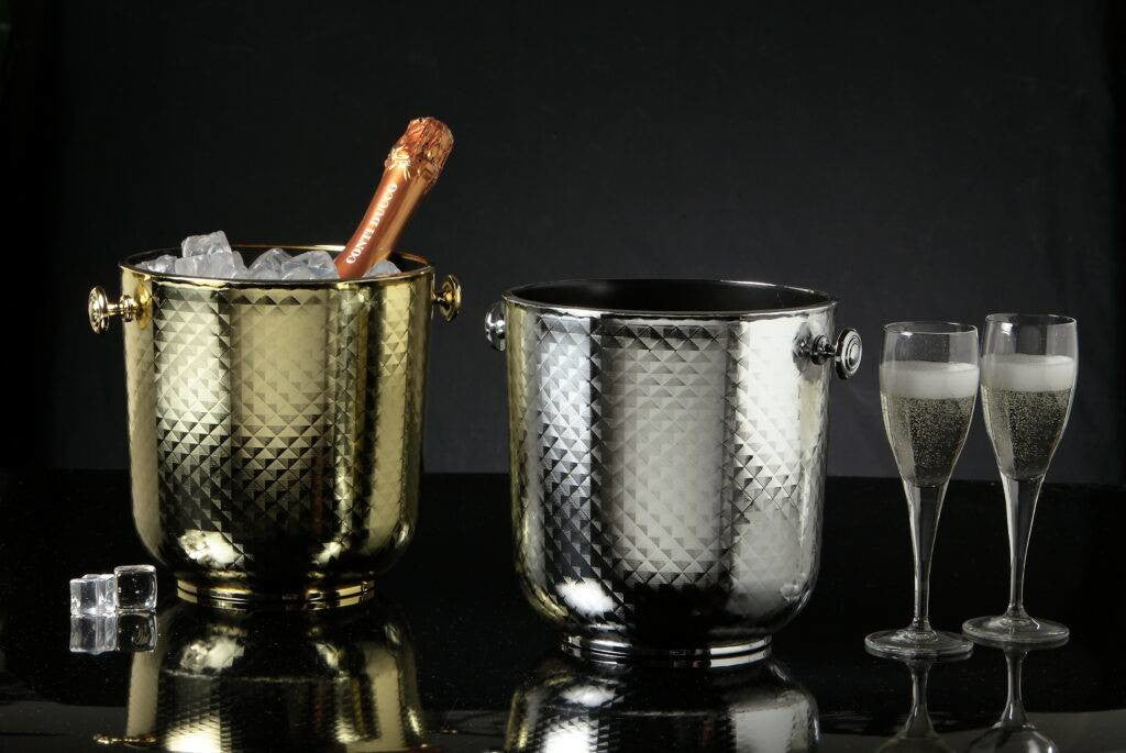 Secchiello champagne diamante argento con pomoli