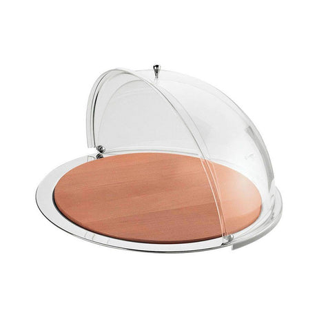 Espositore formaggi con cupola apribile e piatto in legno faggio