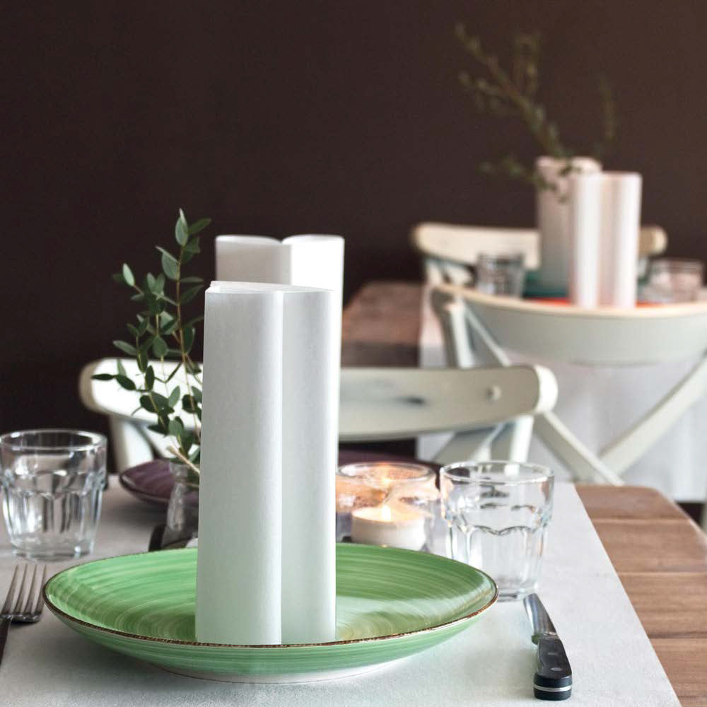 Tovaglia mono plus carta secco cm.100x100 bianco pz.25