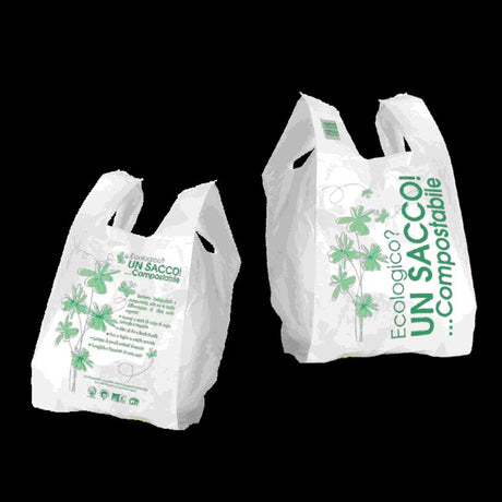 Borsetta biodegradabile compostabile cm.28+14x50 pz.500 bianco