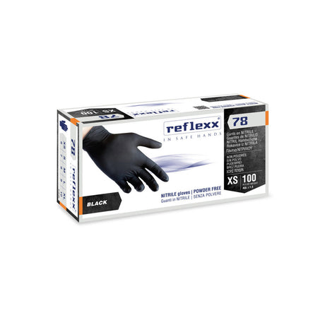 Guanto monouso nitrile reflexx 78 nero tg.s 6-6.5 pz.100